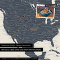 Detailreiche Weltkarte als Pinnwand in Multicolor Vivid zur Markierung von bis zu 2.600 Reisezielen in den USA, Kanada und Mexiko, Ideal für die visuelle Darstellung vergangener Reisen und zukünftiger Reisepläne