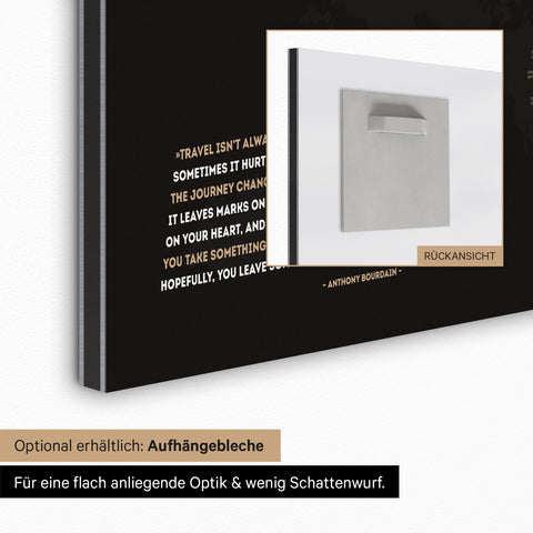 Aufhängeblech für magnetische Weltkarte zur einfachen Wandmontage für eine flach anliegende Optik