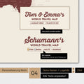 Weltkarte Magnetboard in der Farbe Bordeaux Rot mit Personalisierung als Logo im Vintage-Look