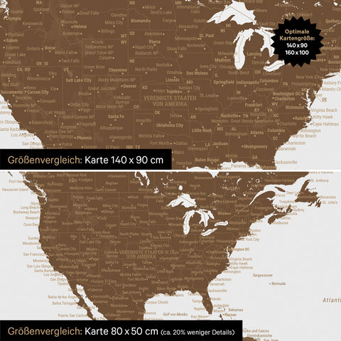 Carte du monde TRAVEL® tableau magnétique – marron