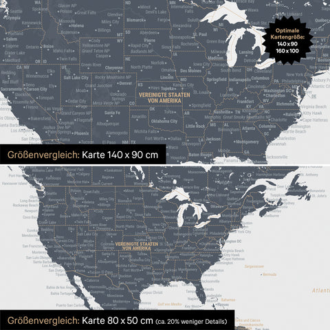 Carte du monde TRAVEL® Tableau magnétique – Bleu denim
