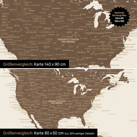 Carte du monde TRAVEL® Tableau magnétique – Multicolore Marron
