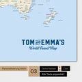 Weltkarte Magnetboard in der Farbe Multicolor Classic mit Personalisierung als Logo im Vintage-Look