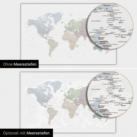 Carte du monde TRAVEL® Tableau magnétique – Multicolore Light