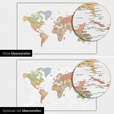 Carte du monde TRAVEL® Tableau magnétique – Multicolore Sienna