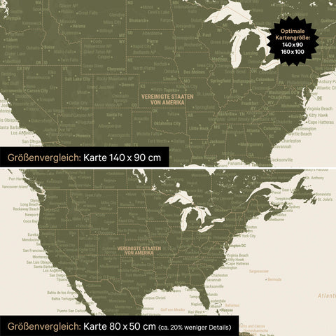 Carte du monde TRAVEL® Tableau magnétique – Vert olive