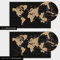 Weltkarte-Magnetboard in Multicolor Sonar Black (Schwarz-Gold) mit zweidimensionalen Meerestiefen
