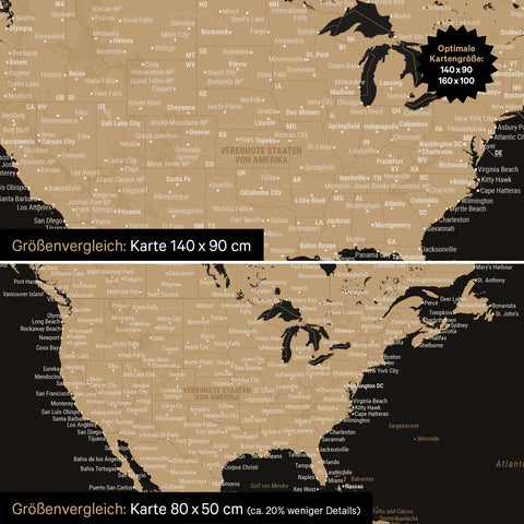 Carte du monde TRAVEL® Tableau magnétique – Sonar Noir (Noir-Or)