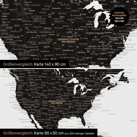 Carte du monde TRAVEL® Tableau magnétique – Noir clair (Blanc Noir)