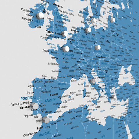 Carte du monde TRAVEL® Poster magnétique – Bleu océan