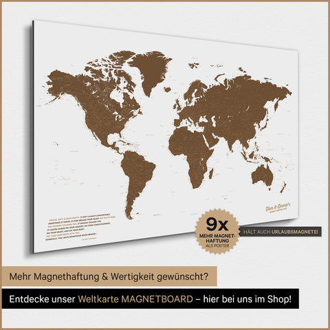 Carte du monde TRAVEL® Poster magnétique – Marron