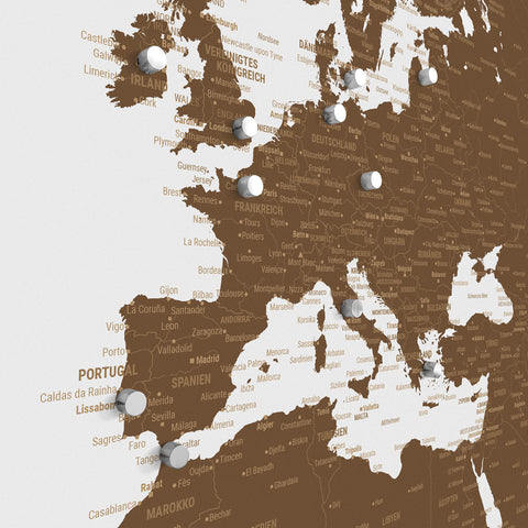Carte du monde TRAVEL® Poster magnétique – Marron