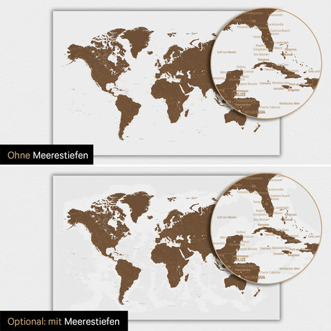 Carte du monde TRAVEL® Poster magnétique – Marron