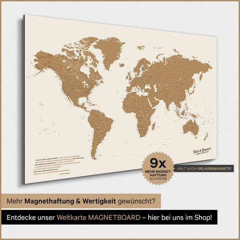 Carte du monde TRAVEL® Poster magnétique – Bronze