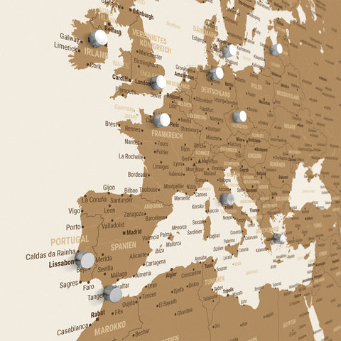 Carte du monde TRAVEL® Poster magnétique – Bronze