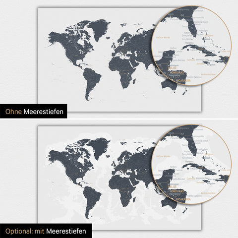Carte du monde TRAVEL® Poster magnétique – Bleu denim