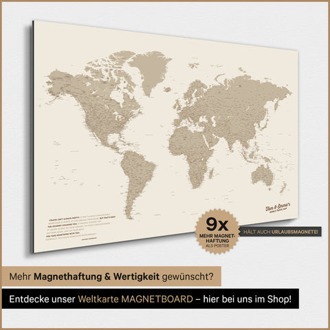 Carte du monde TRAVEL® Poster magnétique – Sable du désert