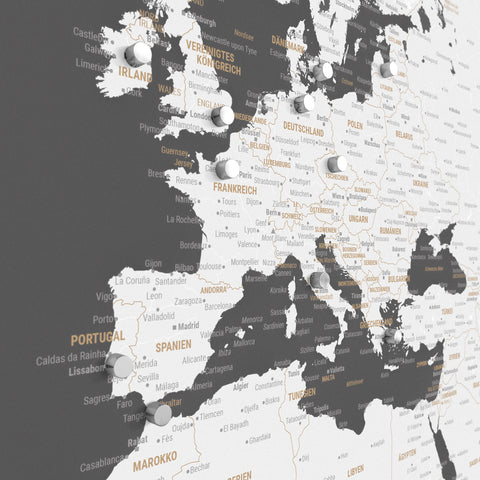 Carte du monde TRAVEL® Poster magnétique – Gris foncé