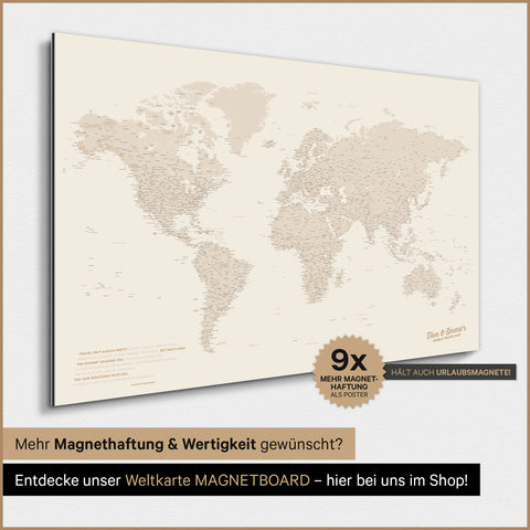 Carte du monde TRAVEL® Poster magnétique – Or