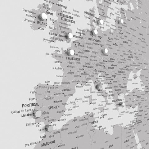 Carte du monde TRAVEL® Poster magnétique – Coolgray (Gris clair)