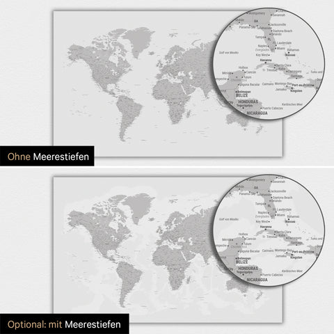Carte du monde TRAVEL® Poster magnétique – Coolgray (Gris clair)
