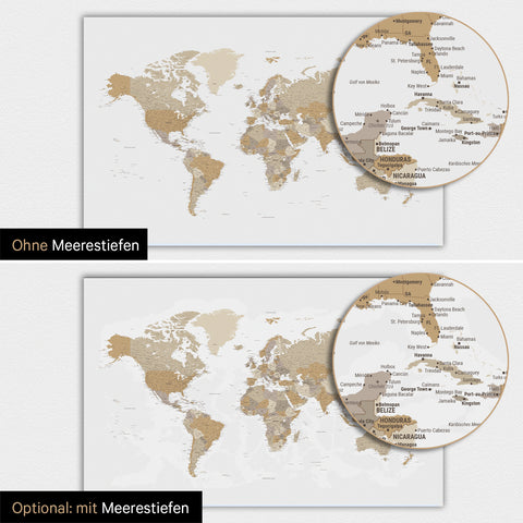Carte du monde TRAVEL® Poster magnétique – Multicolore Beige
