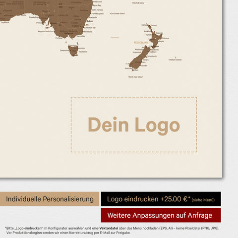 Carte du monde TRAVEL® Poster magnétique – Multicolore Marron