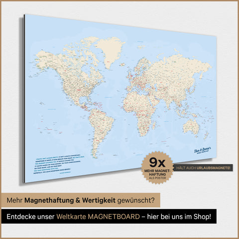 Carte du monde TRAVEL® Poster magnétique – Multicolore Classique