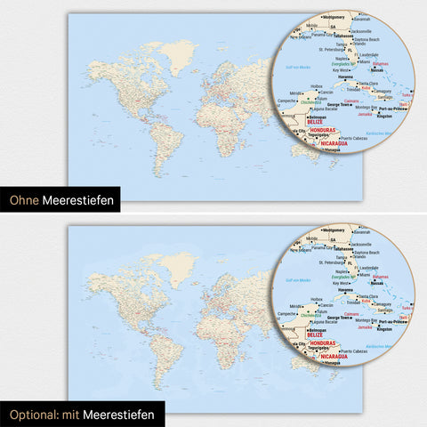 Carte du monde TRAVEL® Poster magnétique – Multicolore Classique