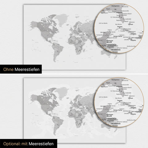 Carte du monde TRAVEL® Poster magnétique – Multicolore Gris