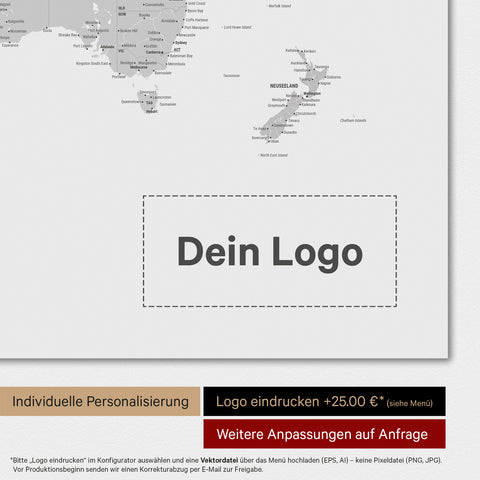 Carte du monde TRAVEL® Poster magnétique – Multicolore Gris