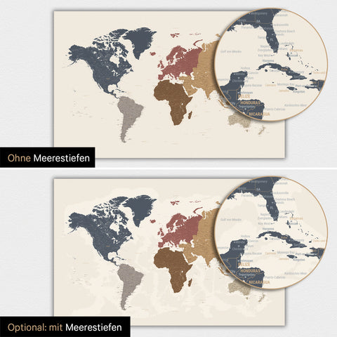 Carte du monde TRAVEL® Poster magnétique – Multicolore mat