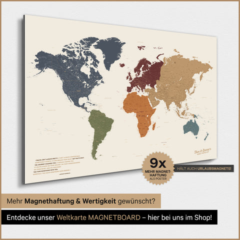 Carte du monde TRAVEL® Poster magnétique – Multicolore vif