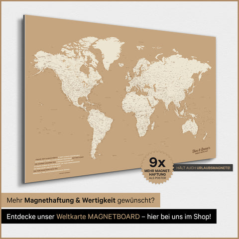 Carte du monde TRAVEL® Poster magnétique – Trésor Or