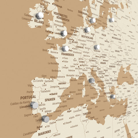 Carte du monde TRAVEL® Poster magnétique – Trésor Or