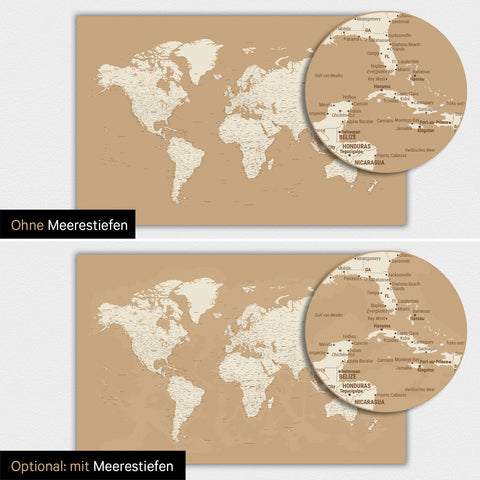 Carte du monde TRAVEL® Poster magnétique – Trésor Or