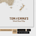World map in multicolor beige with a vintage logo as modern personalization