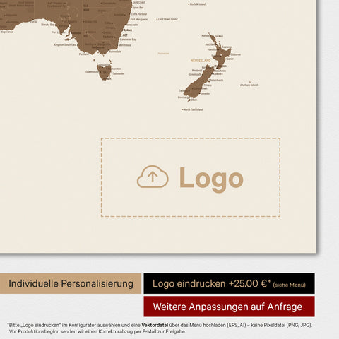 Carte du monde TRAVEL® Poster magnétique – Multicolore Marron