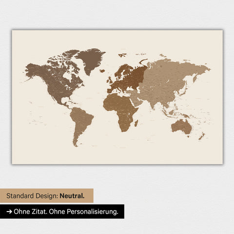 Carte du monde en version standard neutre et couleur Couleur Multicolore Marron