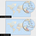 Carte du monde en couleur Multicolor Classic avec profondeurs marines bidimensionnelles