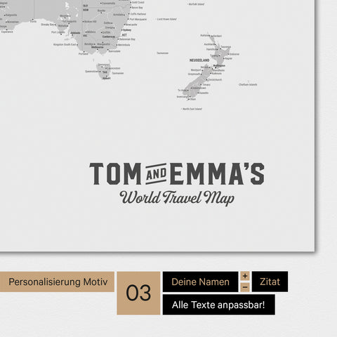 Carte du monde en couleur multicolore gris avec un logo vintage comme personnalisation moderne