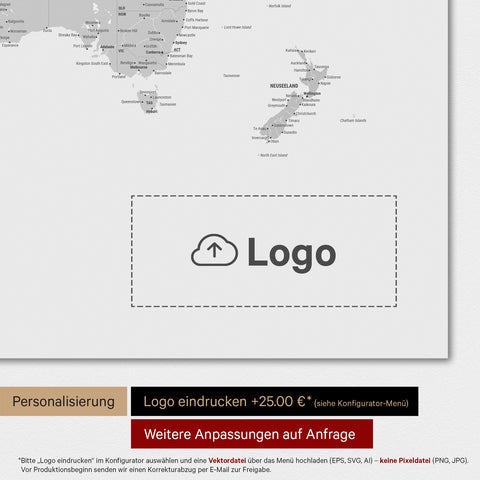 Carte du monde TRAVEL® Tableau magnétique – Multicolore gris