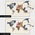 World map in multicolor matte with two-dimensional sea depths