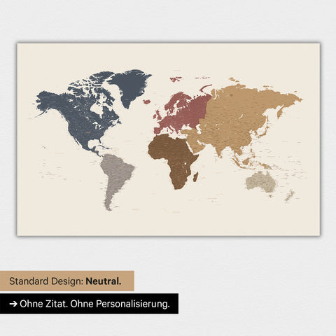 World map in neutral standard design and color Color Multicolor Matte