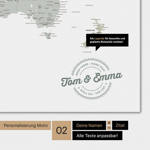 Alternative design for personalization with your name on a multicolor world map Sage