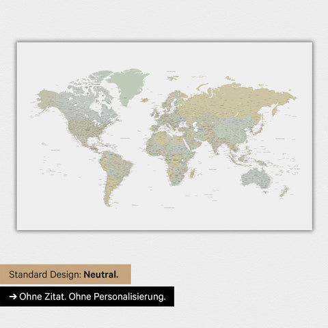 World map in neutral standard design and color Color Multicolor Sage