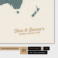 Alternative designs for personalization with your name on a world map in multicolor vivid colors