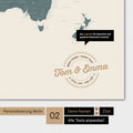 World map in multicolor vivid with a vintage logo as modern personalization