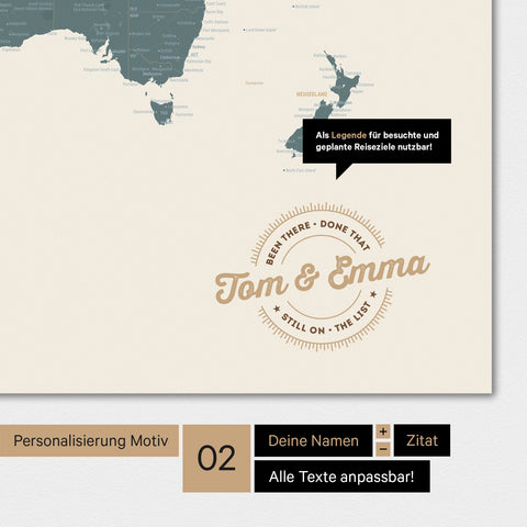 World map in multicolor vivid with a vintage logo as modern personalization