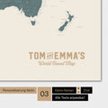 World map in multicolor vivid with personalization as family logo
